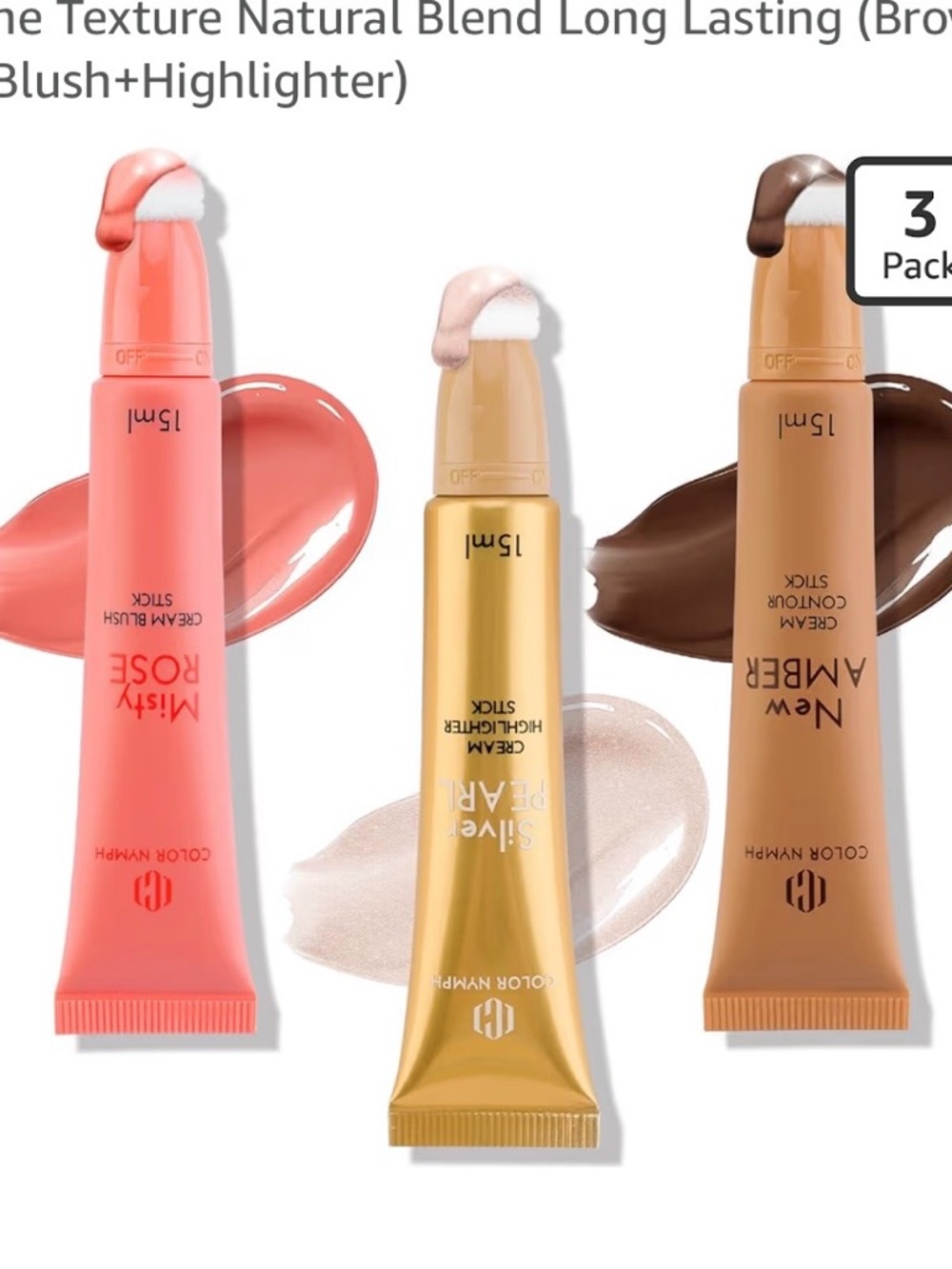 Color Nymph Cream Blush & Highlight Trio — Rose, Pearl, Amber